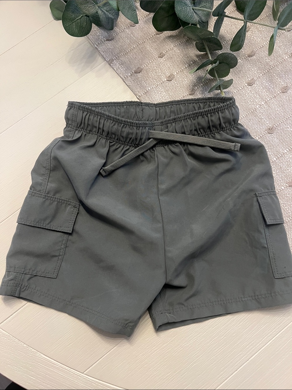 H&M Boys Olive green Swim Trunks with Cargo Pockets